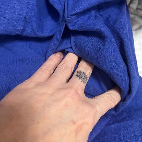 Cynthia Rowley blue 100% linen size 2 small with pockets - Picture 5 of 7